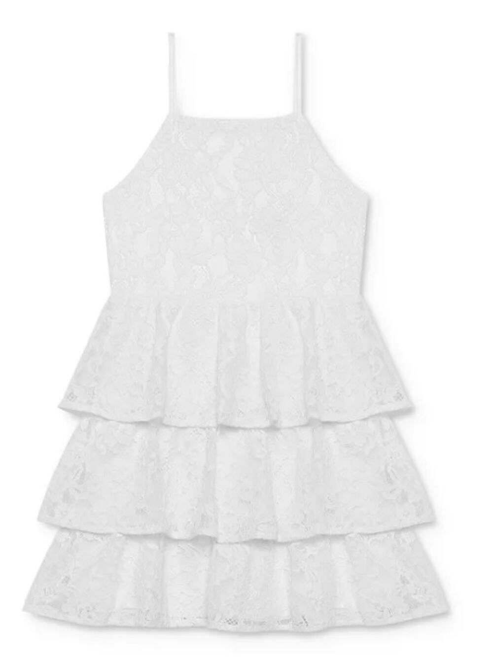 BARDOT Girls Cartia Tiered-Ruffle Lace Dress Size 18 XXL Ivory White NWT